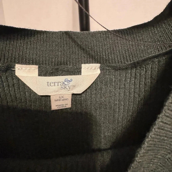 Terra and Sky Sweater- Green - Size 1X - Picture 3 of 5